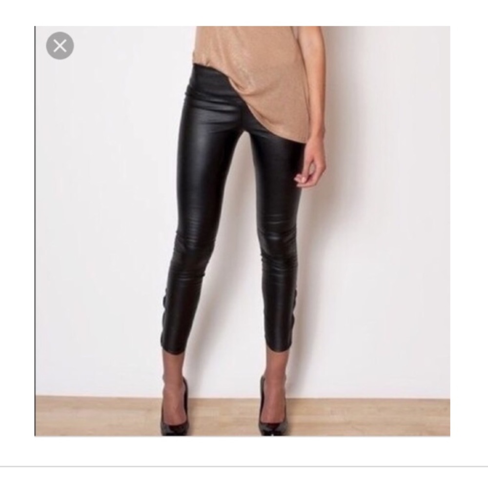H&M high waisted black vegan leather leggings